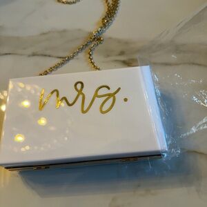 White and Gold 'Mrs.' Clutch